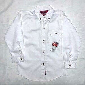 Vintage NWT Classic white Button down Dress shirt Boys Large 7 by Bugle Boy